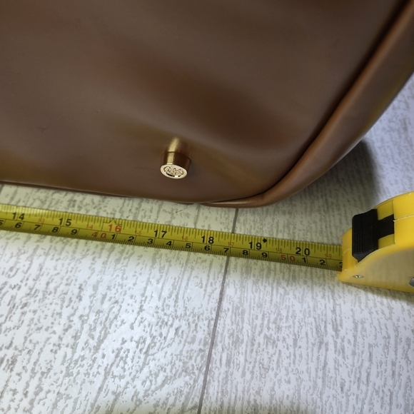 ANNE KLEIN Navy Quilted Weekender Bag Brown Faux Leather Dual Compartment 20x14 - Picture 11 of 13